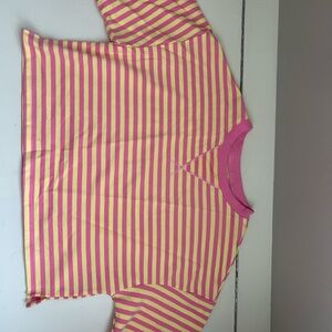 Vibrant Pink and Yellow Striped Crop Top